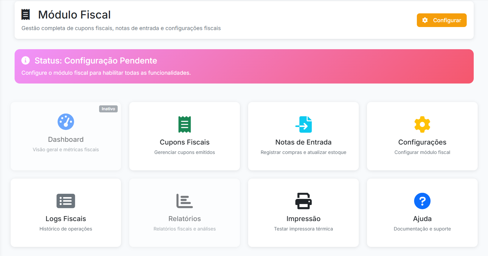 Módulo de emissão fiscal integrado NFC-e e SAT no GastroFlow